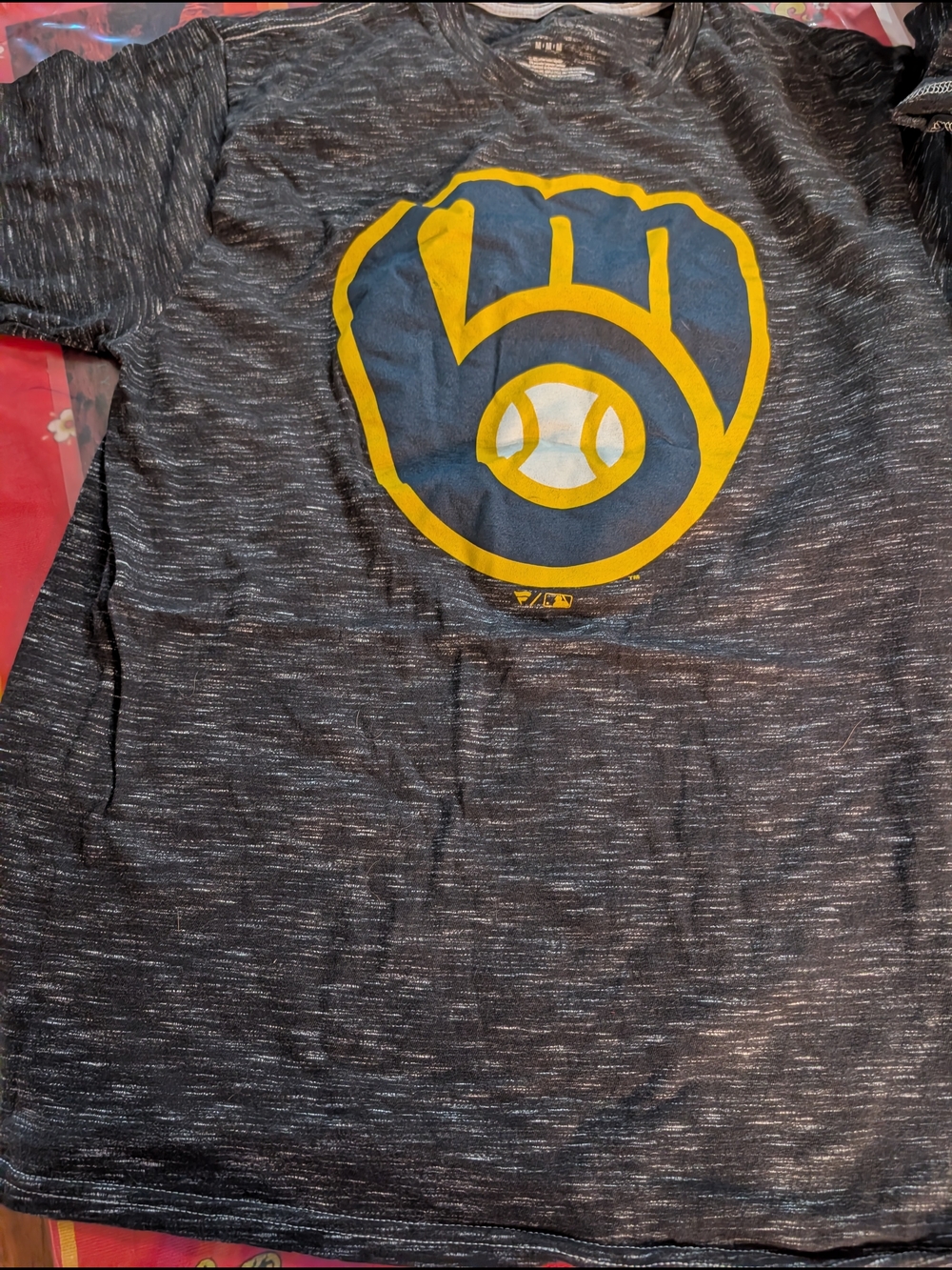 FANG Kids Black Heather Tee with Yellow & Navy Baseball Glove Logo